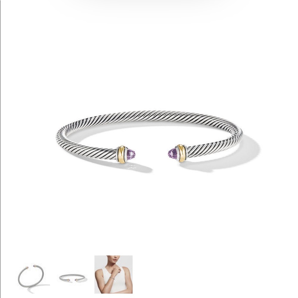 DAVID YURMAN 
Cable Classic Bracelet with Amethyst Silver & 14K Gold 5MM